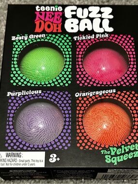 Brand New in the box- teenie NEE DOH Fuzz Ball 4-Pack - Green Pink Purple Orange